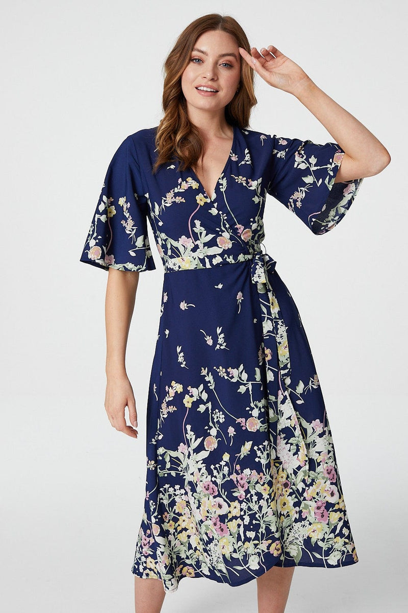 Floral Short Sleeve Wrap Dress | Izabel ...